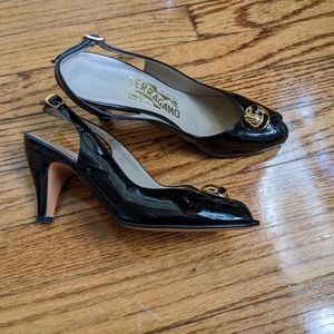 Vintage Black Ferragamo size 6.5 AA
